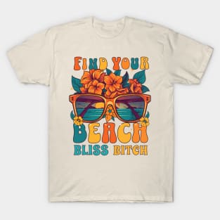 Summer Beach Vacation Beach Bliss Tropical Island Sunglasses Flowers Vintage 90s T-Shirt